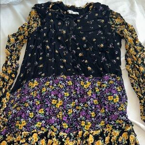 Mango Black Dress with Yellow & Purple Floral Print